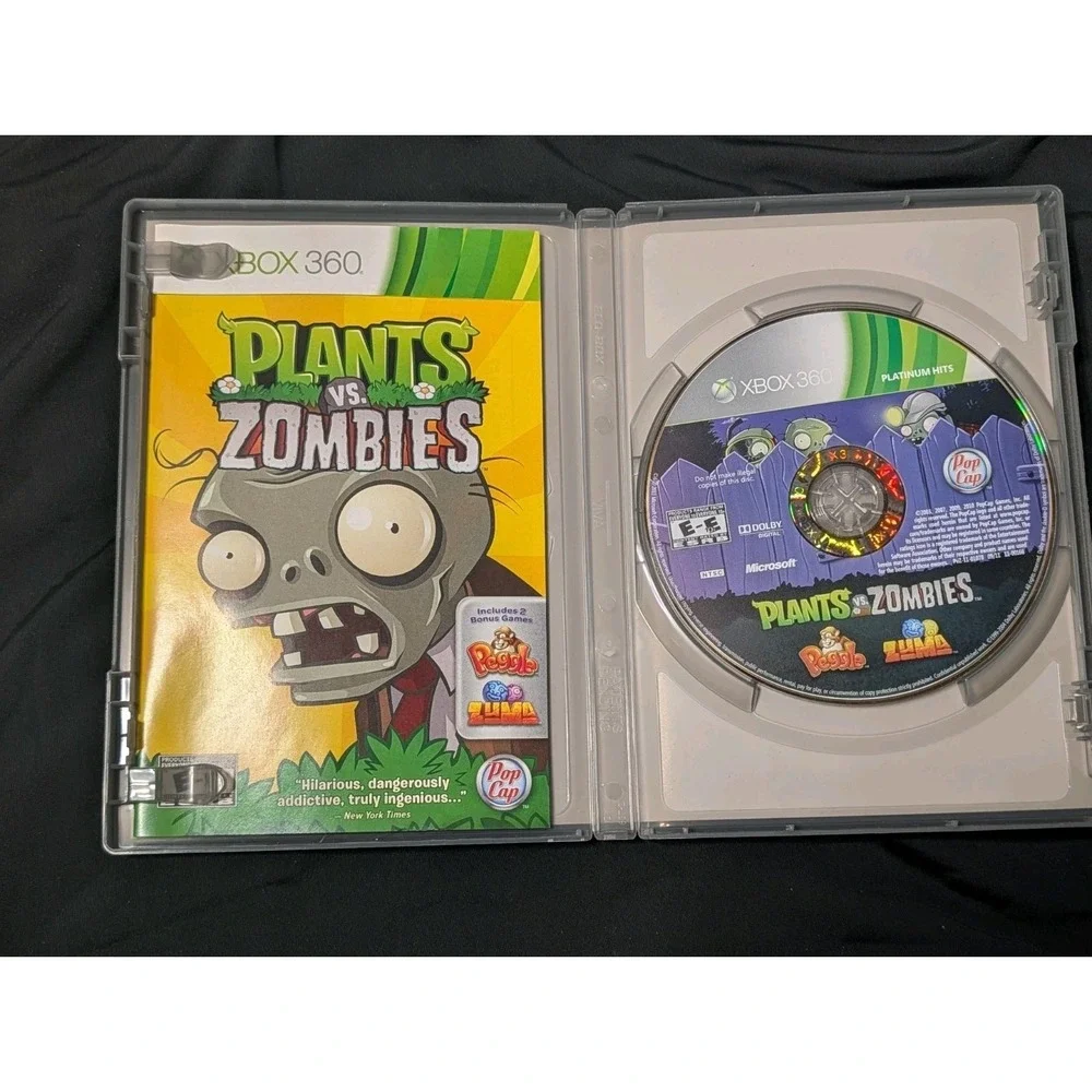 Plants vs. Zombies Xbox 360 Platinum Hits Complete CIB (Includes Peggle & Zuma)